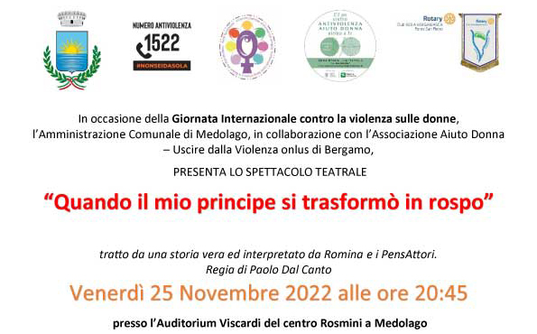 “Quando il mio principe si trasformò in rospo”- Spettacolo teatrale per la Giornata internazionale per l’eliminazione della violenza contro le donne 2022